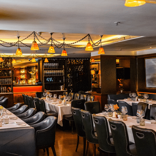 Interior shot of tables at Corrigan's Mayfair