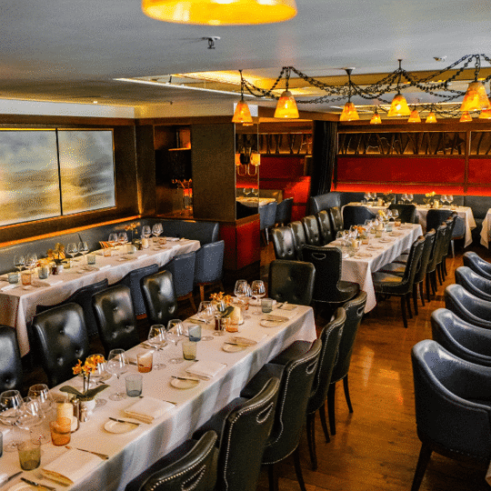Tables laid at Corrigan's Mayfair