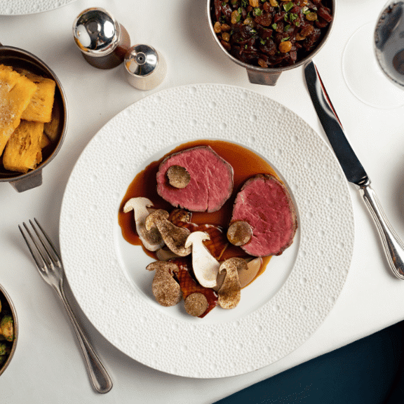 Aerial shot of dinner from Corrigan's Mayfair